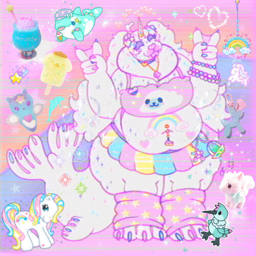 An image of a robot dog, having a similar appearance to an Aibo or iDog. It's mainly pink with blue, black and grey accents.